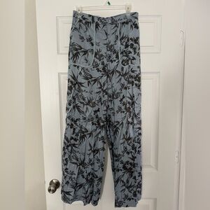 Altar'd State Blue and Black Floral Wide Leg Pants